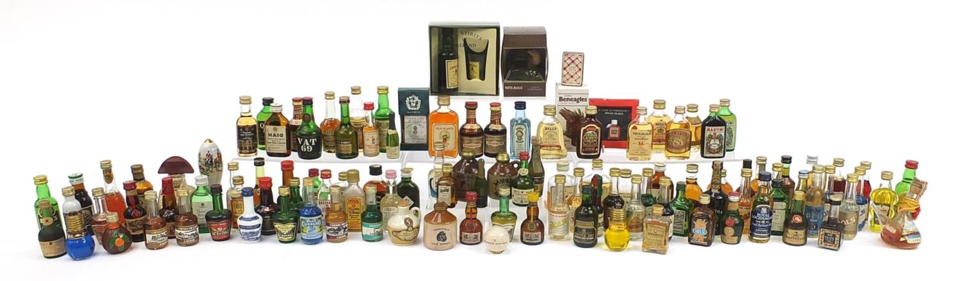 Large collection of alcohol miniatures including whiskeys - Haig, Bells, Old Slave Jamaica rum,