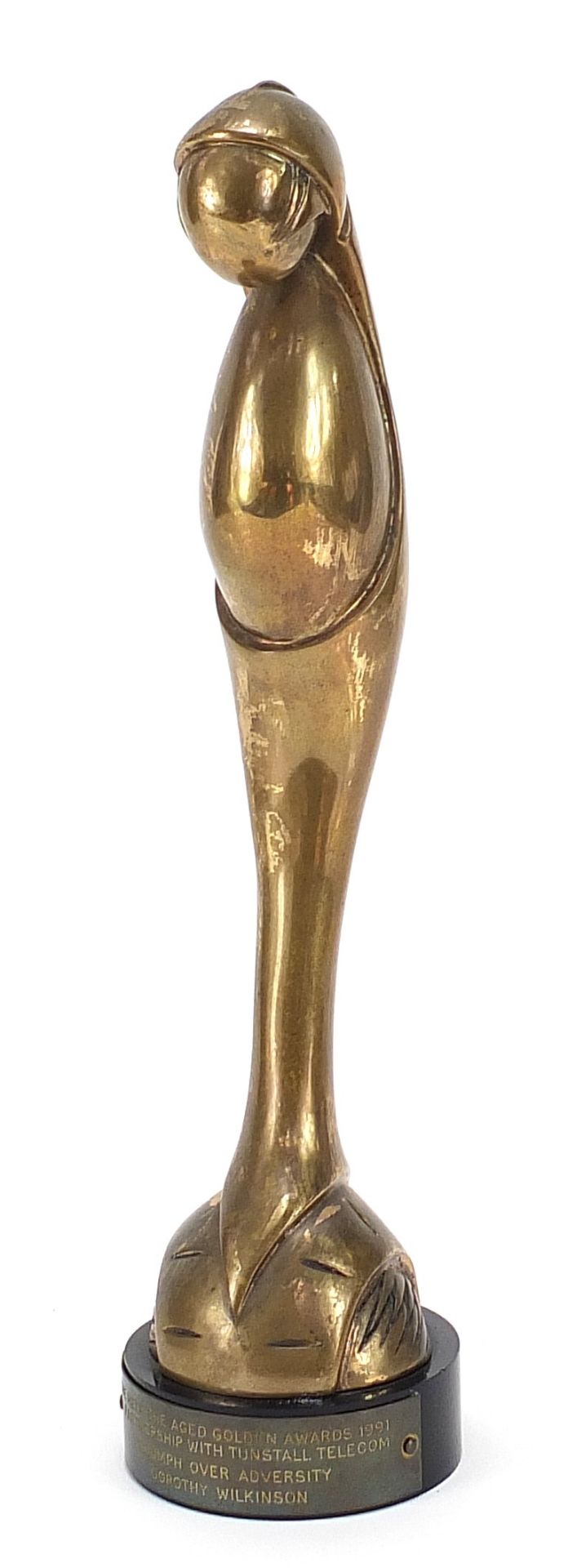 The Golden Awards Modernist patinated bronze sculpture by Shenda Amery presented to Dorothy