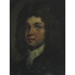 Head and shoulders portrait of a gentleman wearing a wig, Old Master Style oil, mounted and