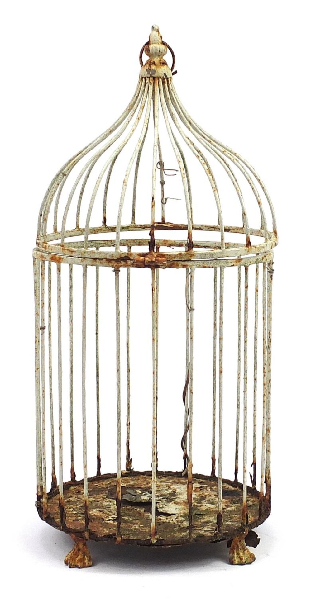 Victorian iron bird cage with paw feet, 65cm high - Image 2 of 3