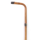 Bamboo walking stick with silver mounts, indistinct Birmingham hallmarks, 91cm in length