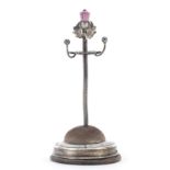 Robert Pringle & Sons, Art Nouveau silver and amethyst thistle design hatpin stand, Birmingham 1909,