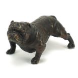 Patinated bronze English Bull Terrier, 18cm in length