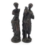 Two patinated bronze figurines including Venus de Milo, each 9.5cm high