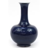 Large Chinese porcelain vase having a blue glaze, six figure character marks to the base, 37cm high