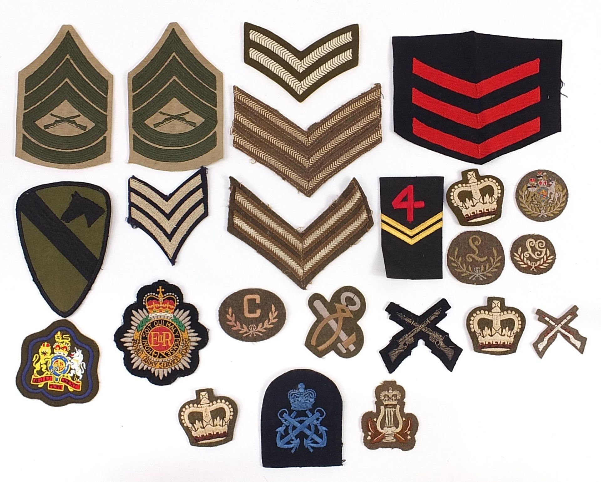 Military interest cloth badges including Royal Army Service Corps