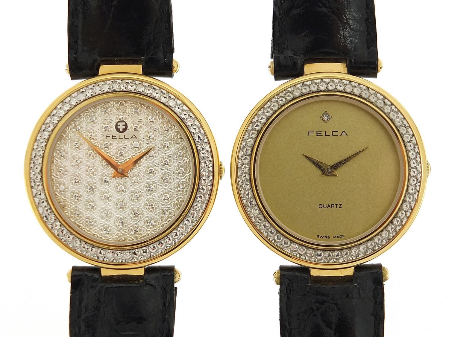 Felca, two 18ct gold plated wristwatches numbered 721.019, 30mm in diameter