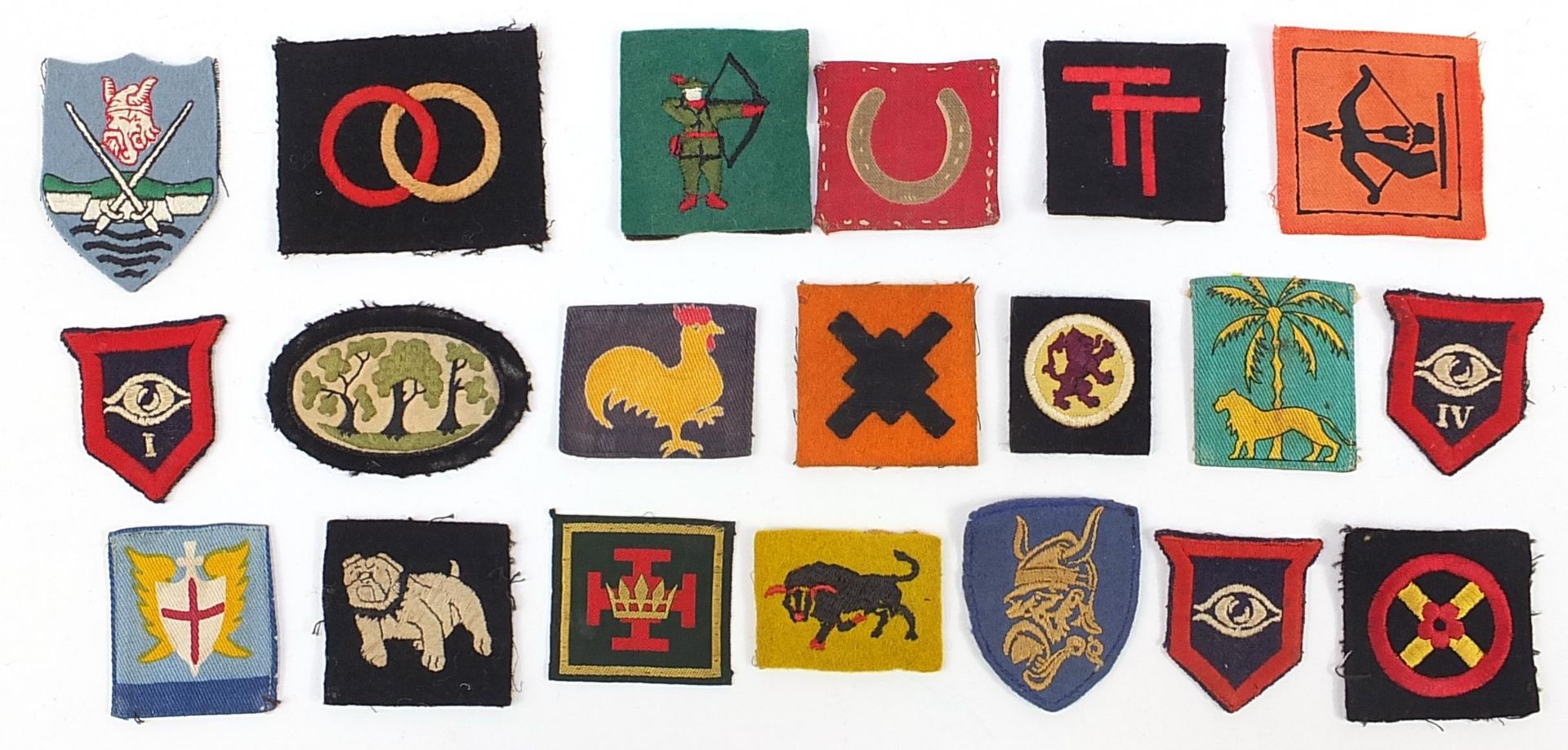 Twenty Military interest cloth badges including Western Command, Eastern Command, Singapore District