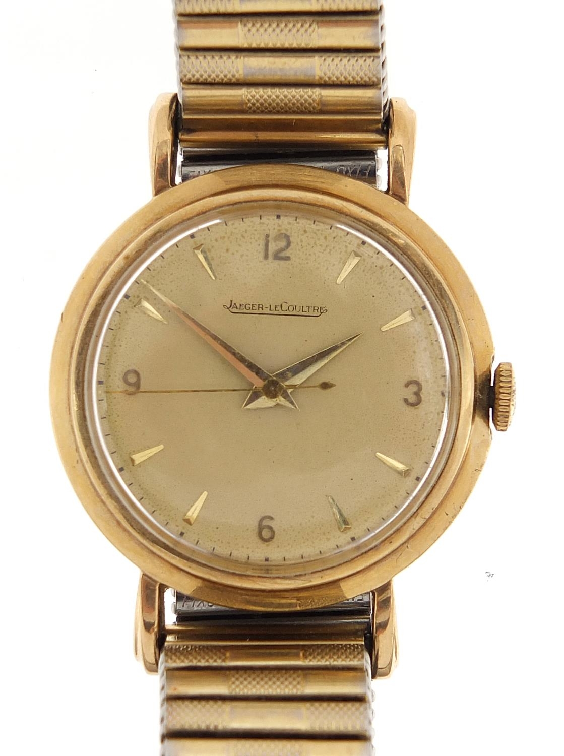 Jaeger LeCoultre, vintage gentlemen's 9ct gold wristwatch with Barclay's Bank inscription box, the