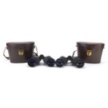 Two pairs of Carl Zeiss Jena binoculars with cases comprising 8 x 50 B and 10 x 50