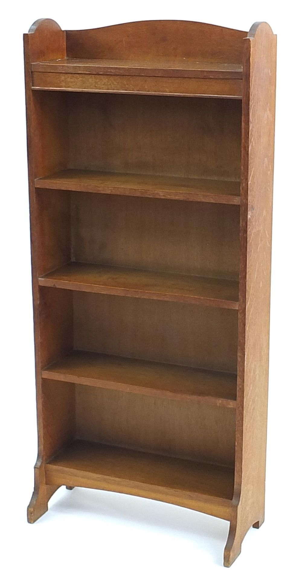 Heal & Son Ltd, Art Deco oak five shelf open bookcase, 120cm H x 53cm W x 18cm D