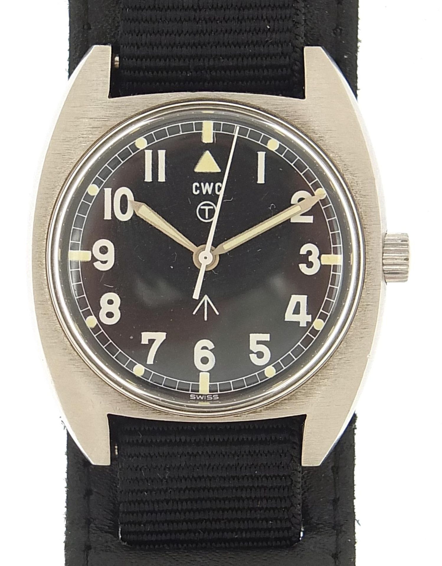 C W C, gentlemen's military issue wristwatch the case engraved 6BB-6645-99 523-6290 1677/79, the