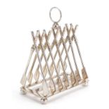 Rowing oar design six slice silver plated toast rack, 20cm in length