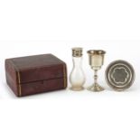 Josiah Williams & Co, Victorian silver travelling holy communion set, London 1897, the case