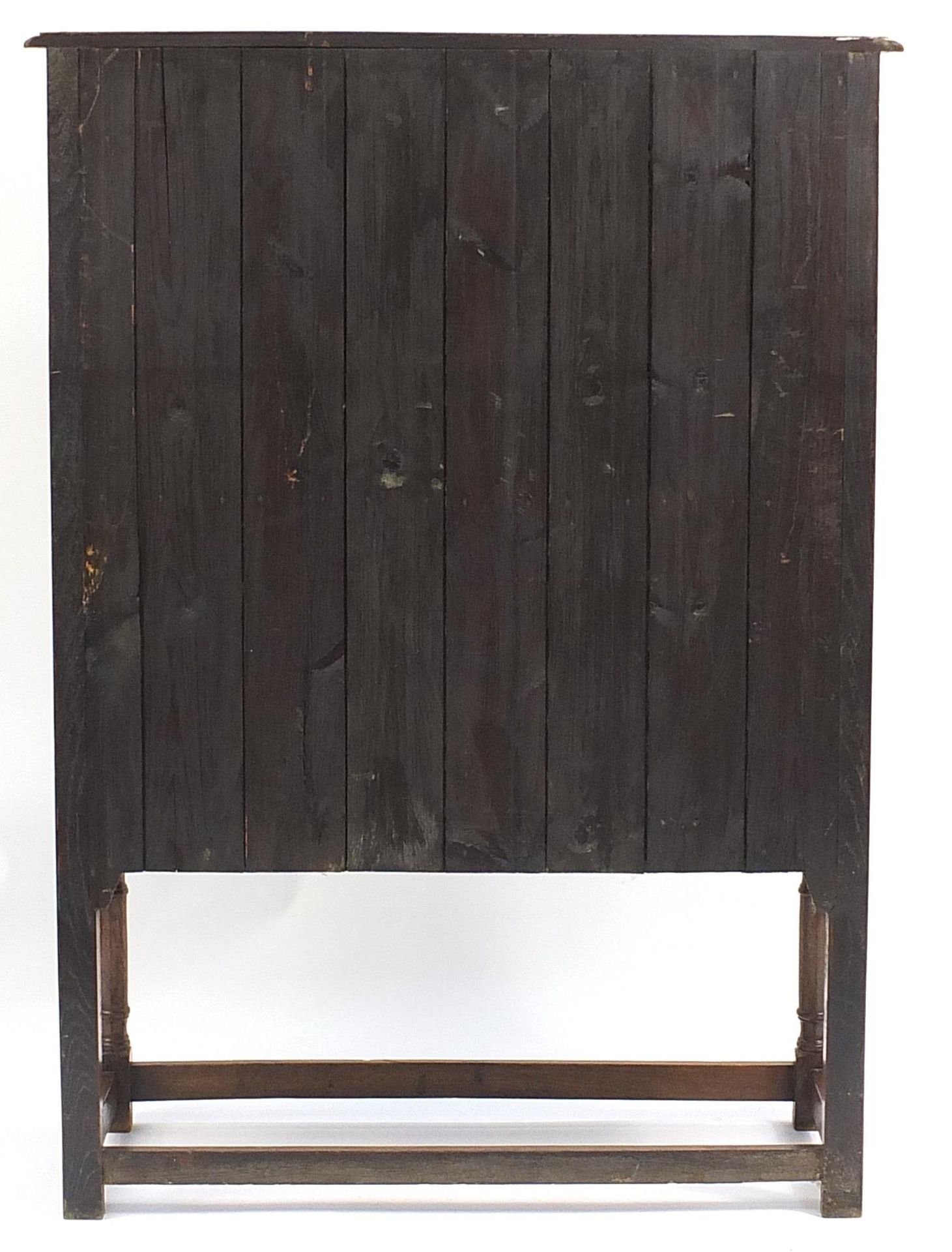 Slim Ipswich oak court cupboard, the central door above a pair of cupboard doors, 137.5cm H x 98cm W - Image 2 of 2