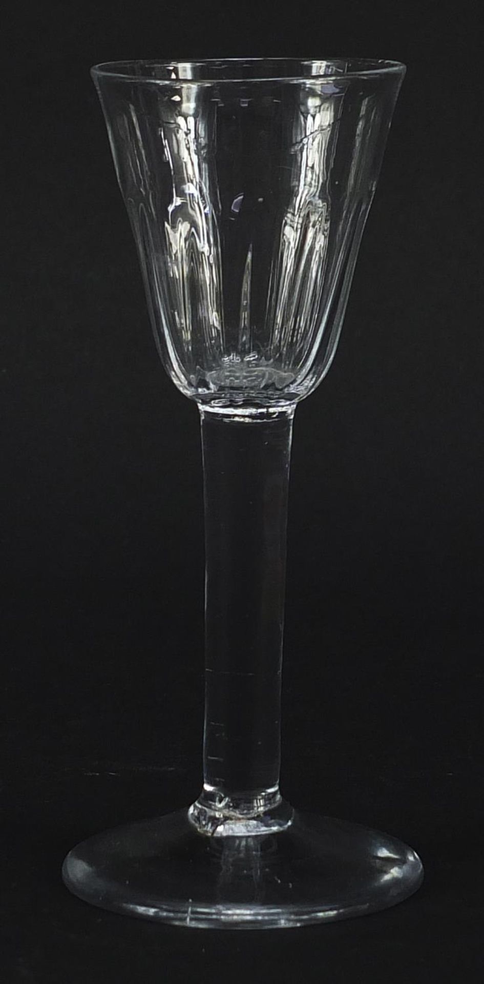 18th century wine glass with facetted bowl, 15cm high - Image 2 of 3