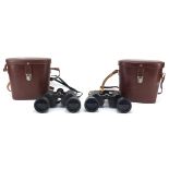 Two pairs of Carl Zeiss Jena Jenoptem binoculars with cases comprising 7 x 50 and 10 x 50