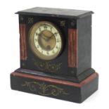 Victorian black slate and red marble mantle clock, the dial inscribed W Ellis High Street Notting