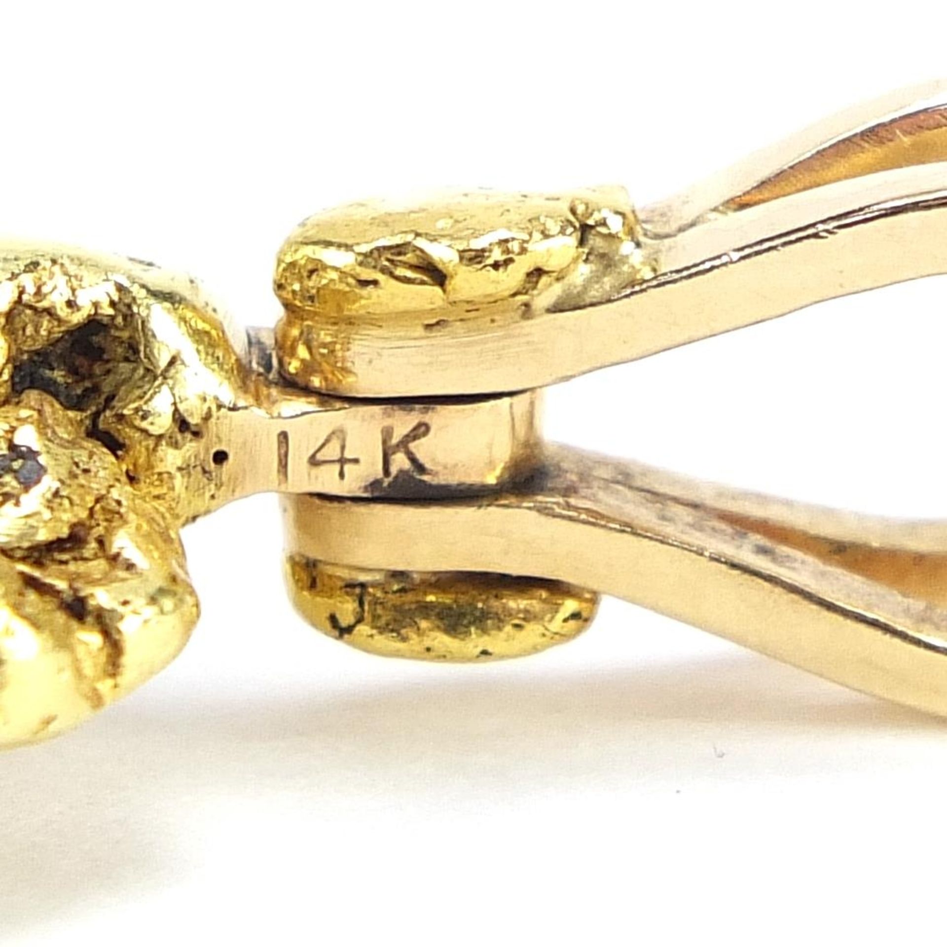 Heavy gold nugget pendant, the suspension loop marked 14k CASEY, 4cm high, 22.7g - Bild 4 aus 4