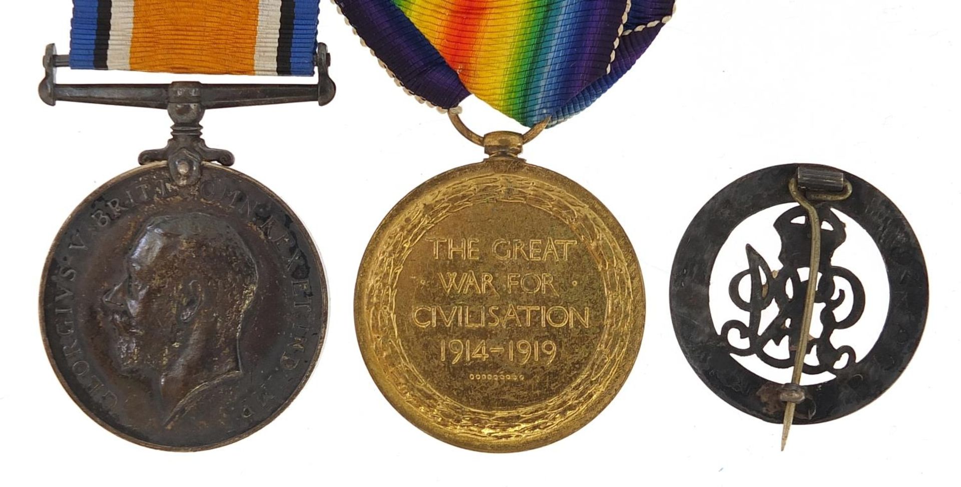 British military World War I pair with Services Rendered badge awarded to 78976GNR.J.J.HATTON.R.A. - Bild 3 aus 5