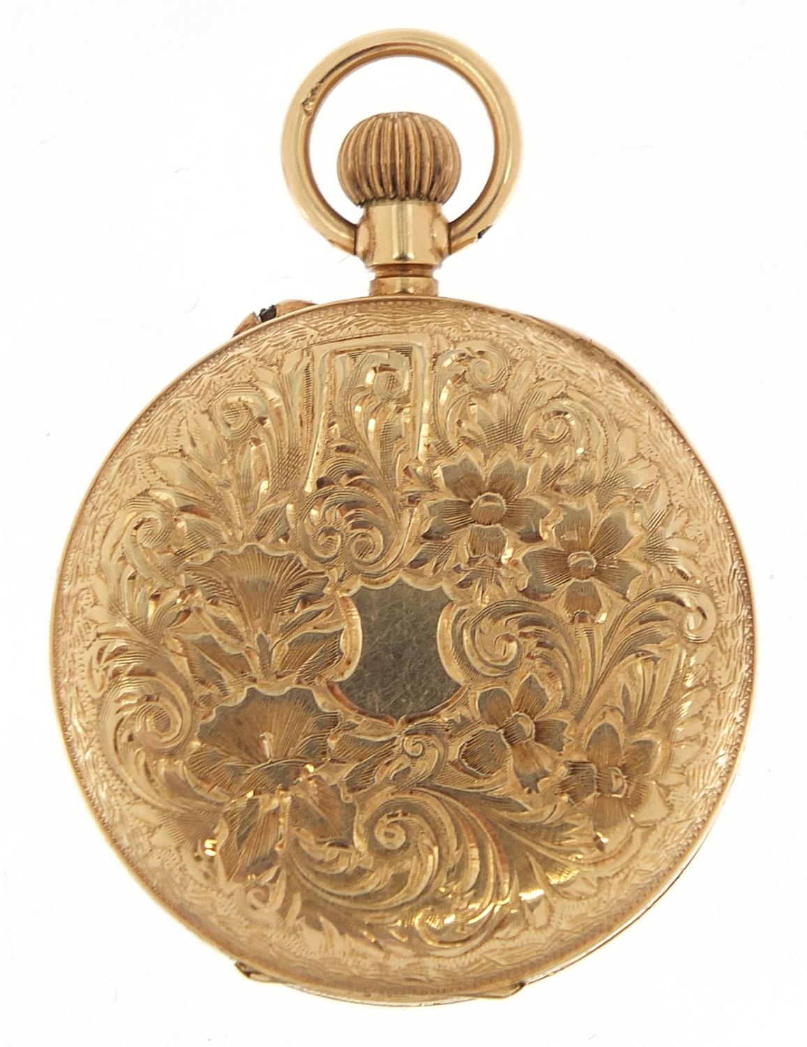 12ct gold ladies pocket watch with enamelled dial, 34mm in diameter, 33.0g - Image 2 of 6