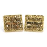 Pair of Jewish 14ct gold Shalom cufflinks, 1.9cm wide, 14.8g