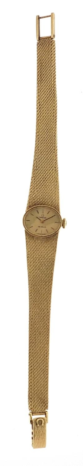 Omega, ladies 9ct gold Omega Deville wristwatch with 9ct gold strap, the case 17mm wide, 30.2g - Image 2 of 10