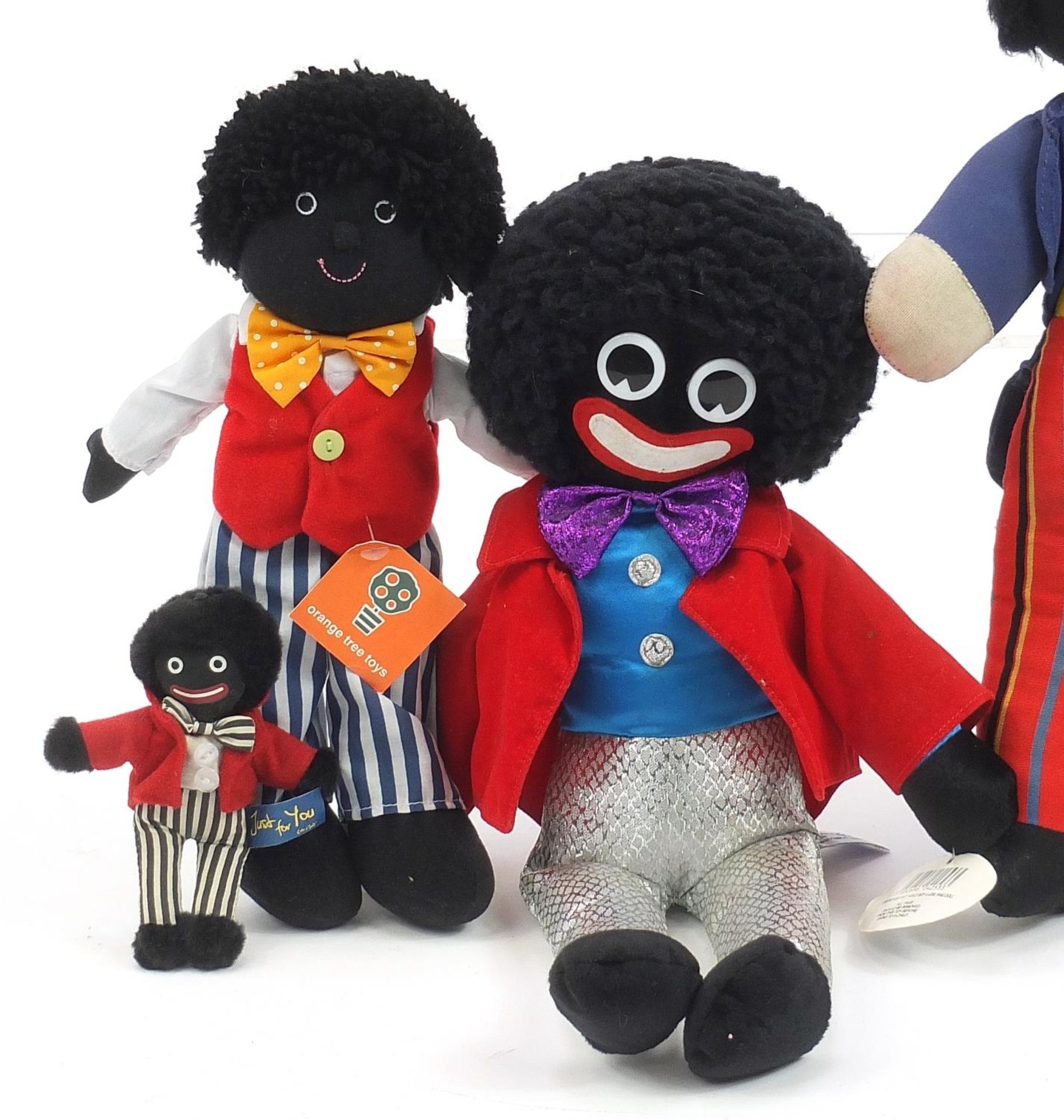 Large Armand Marseille black bisque headed doll, four soft toy Golly dolls and a miniature - Image 2 of 4