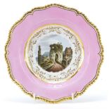 Flight Bar & Bar, Worcester porcelain shallow bowl hand painted with a view of Neath Castle,