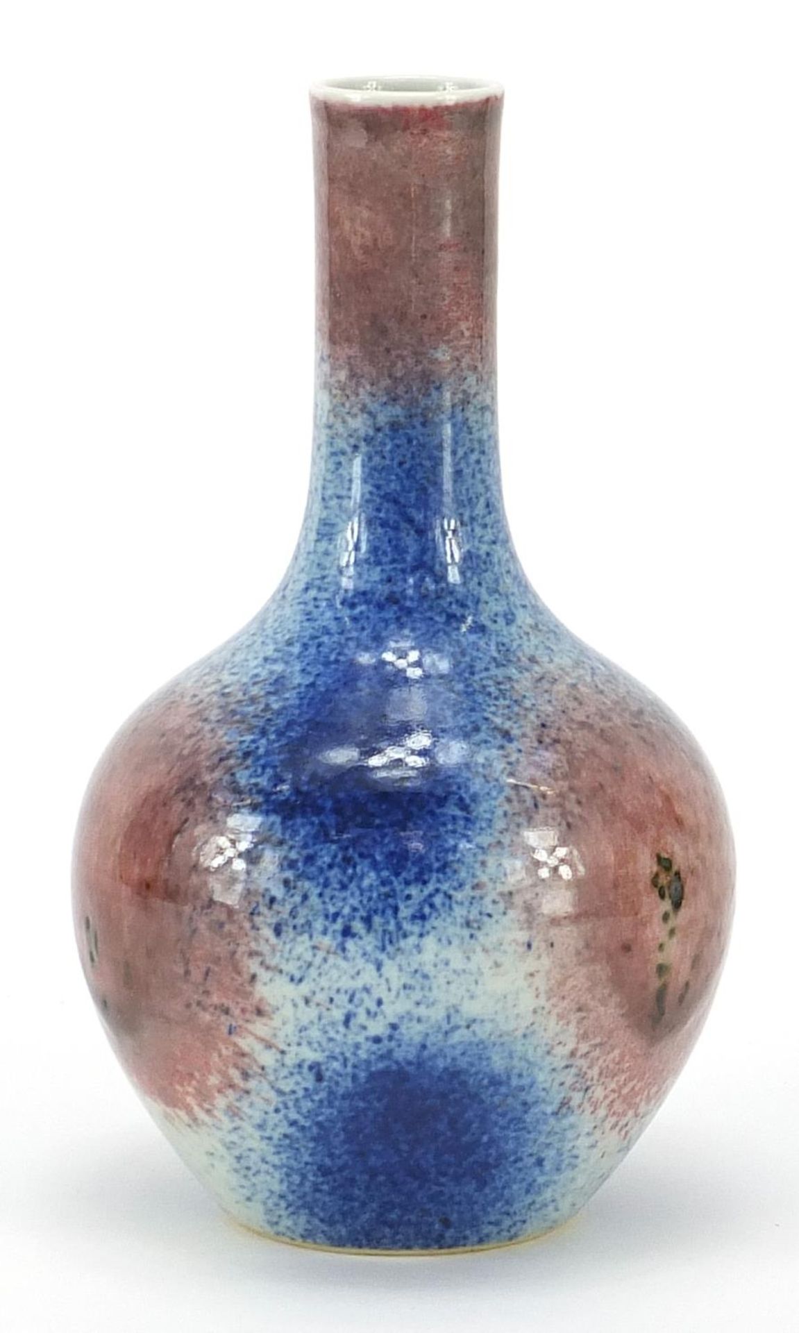 Chinese powder blue and iron red porcelain vase, 18cm high - Image 2 of 3