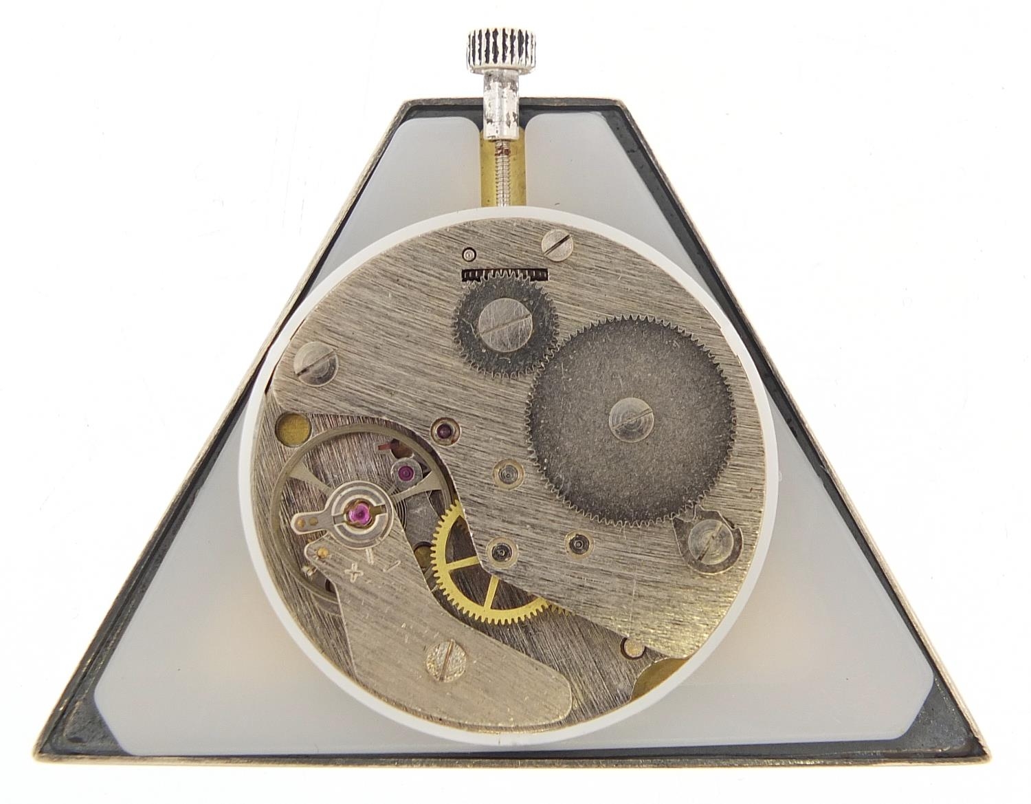 Masonic interest silver triangular pocket watch, 5cm high, 51.0g - Image 3 of 4