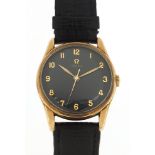 Omega, vintage gentlemen's 9ct gold Omega manual wind wristwatch, the movement numbered 21085206,