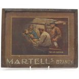 Martell's brandy oak advertising wall plaque with print, the frame impressed Martell's Brandy,