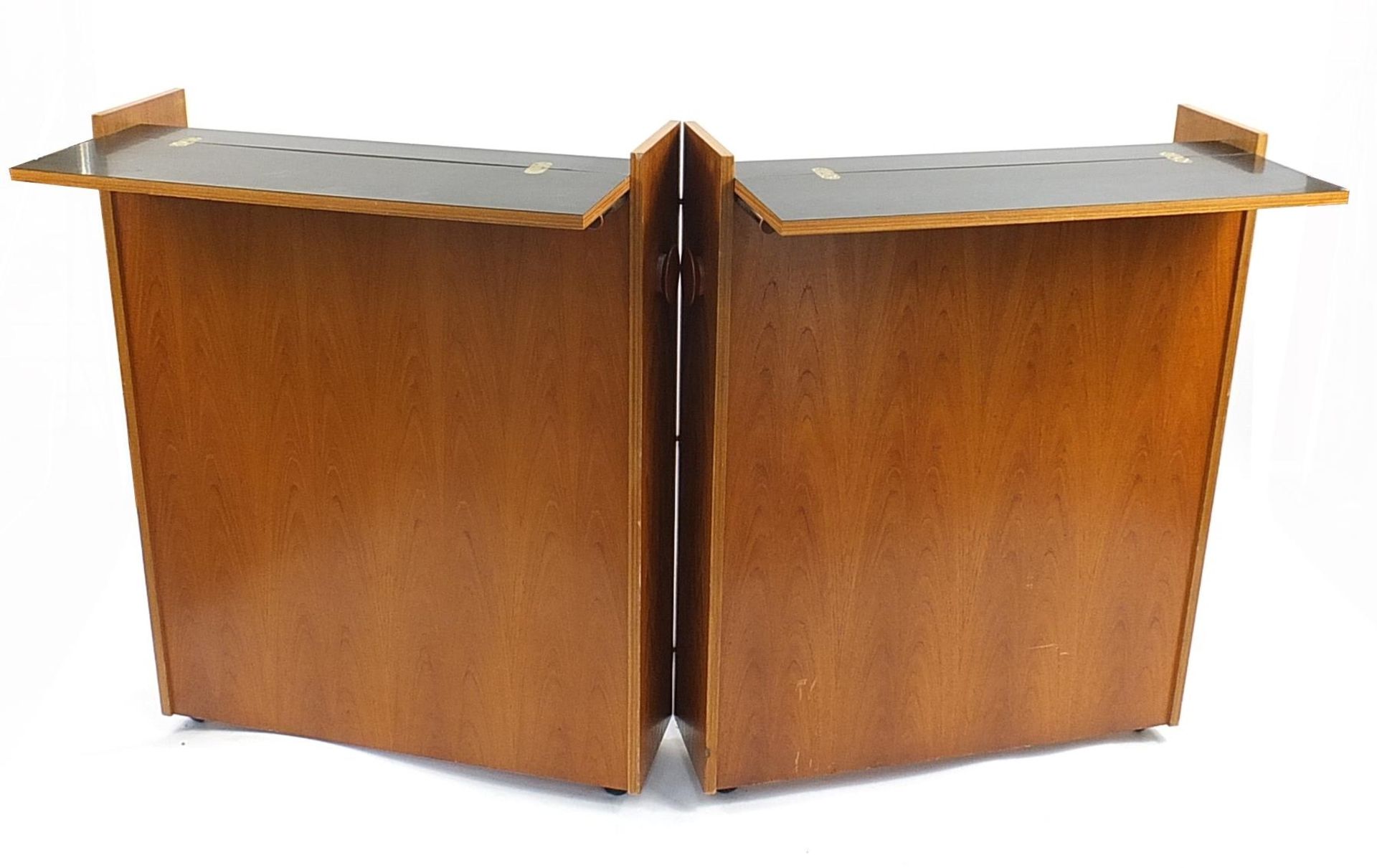 Mid century Danish teak folding bar with fold over top, 116cm H x 90cm W x 49cm D folded - Image 2 of 3