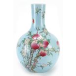 Large Chinese porcelain vase decorated with peach trees, six figure character marks to the base,