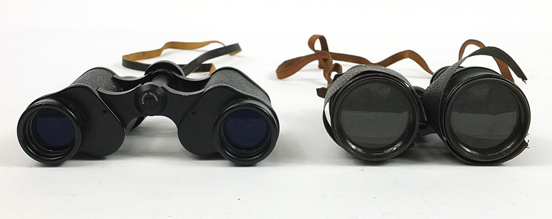 Two pairs of binoculars including one pair of military interest housed in a Colmona Paris leather - Image 2 of 5
