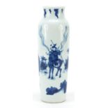 Chinese blue and white porcelain vase hand painted with an emperor on horseback and attendants, 27.