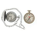 Two Russian railway and shipping interest pocket watches, each 50mm in diameter