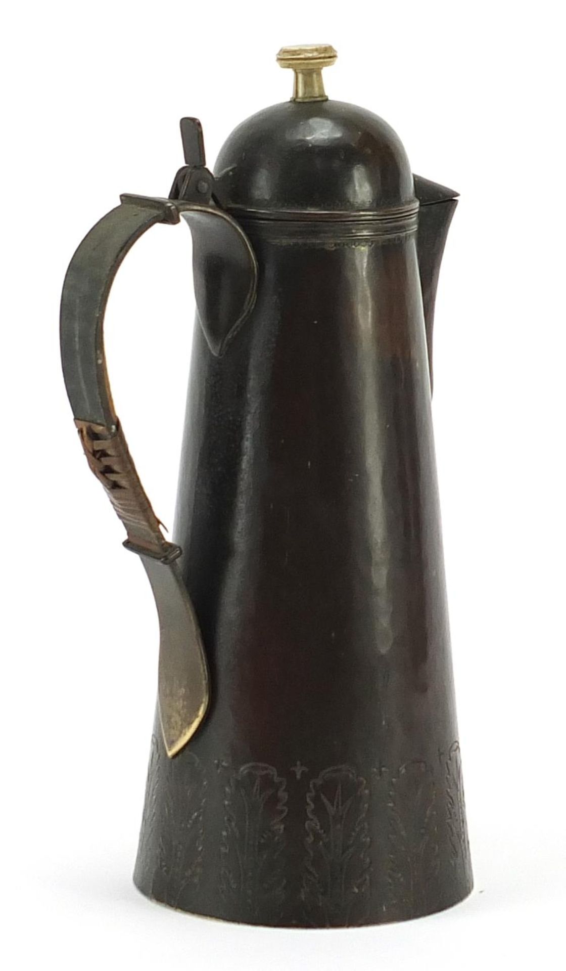 Arts & Crafts beaten patinated brass jug, impressed 294 to the base, 25.5cm high - Image 2 of 3