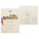 Mount Everest Expedition signed luncheon menu including signatures of Edmund Hillary, Charles Evans,