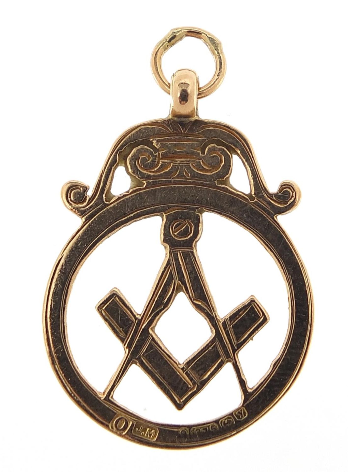 9ct gold masonic pendant, 3.0cm high, 3.8g - Image 2 of 3