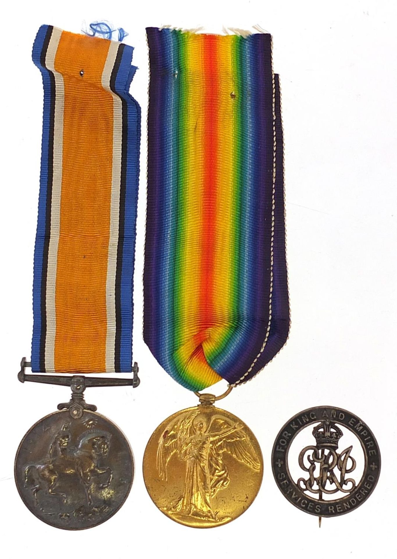 British military World War I pair with Services Rendered badge awarded to 78976GNR.J.J.HATTON.R.A. - Bild 2 aus 5