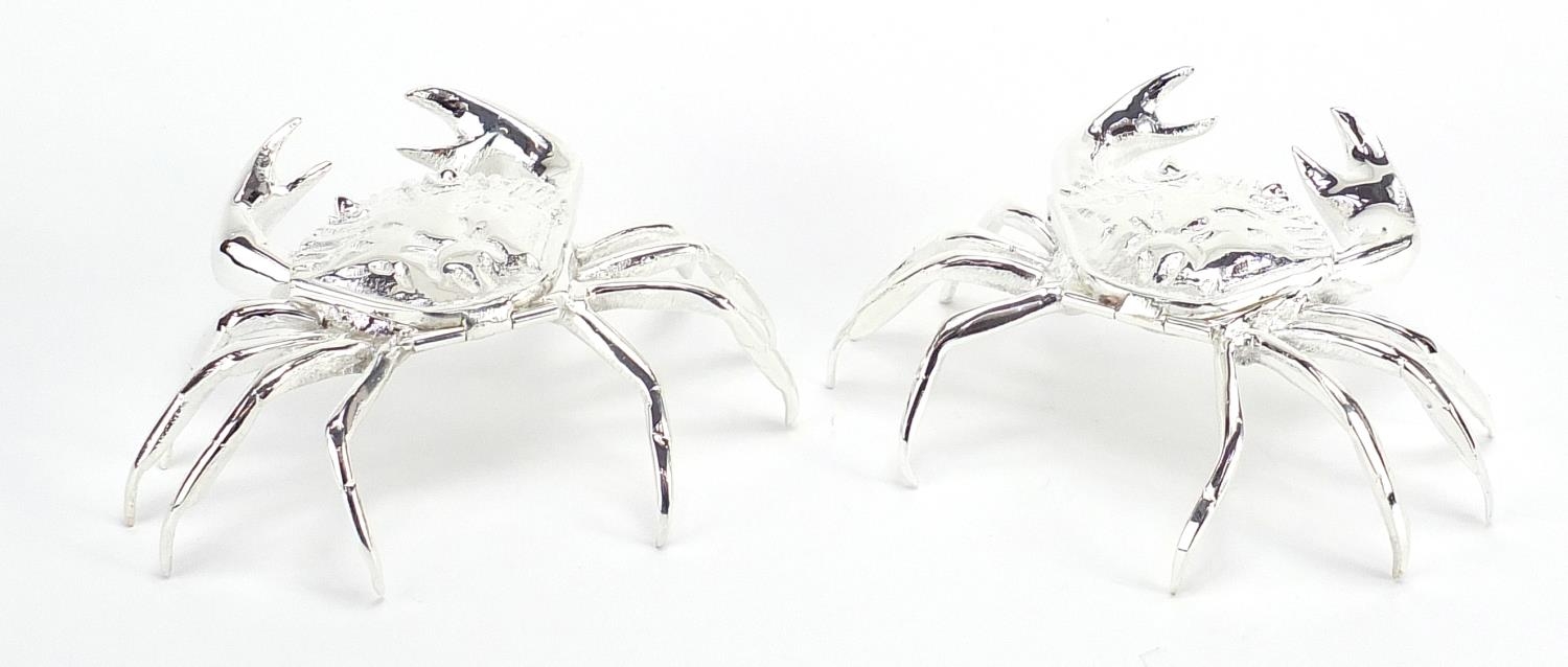 Pair of silver plated crab design trinkets with hinged lids, 12cm wide - Image 4 of 5