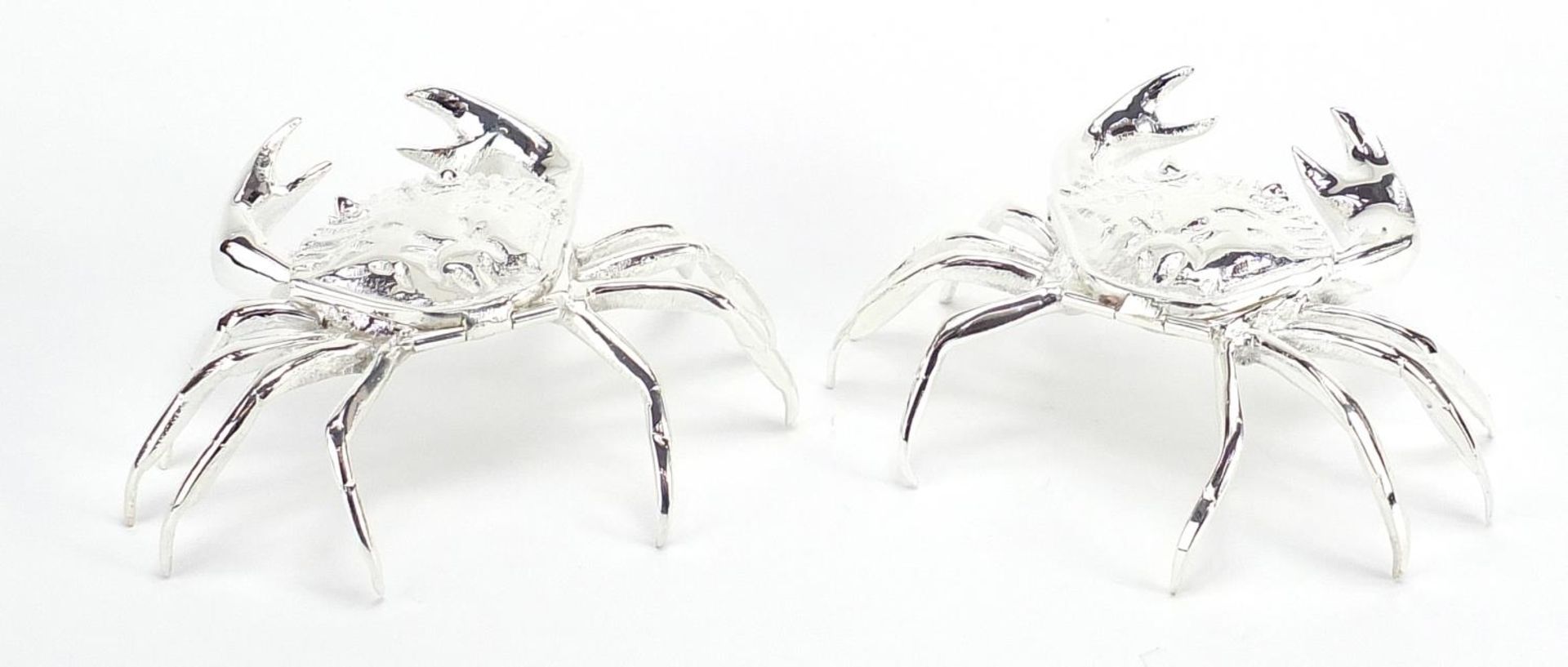 Pair of silver plated crab design trinkets with hinged lids, 12cm wide - Image 4 of 5