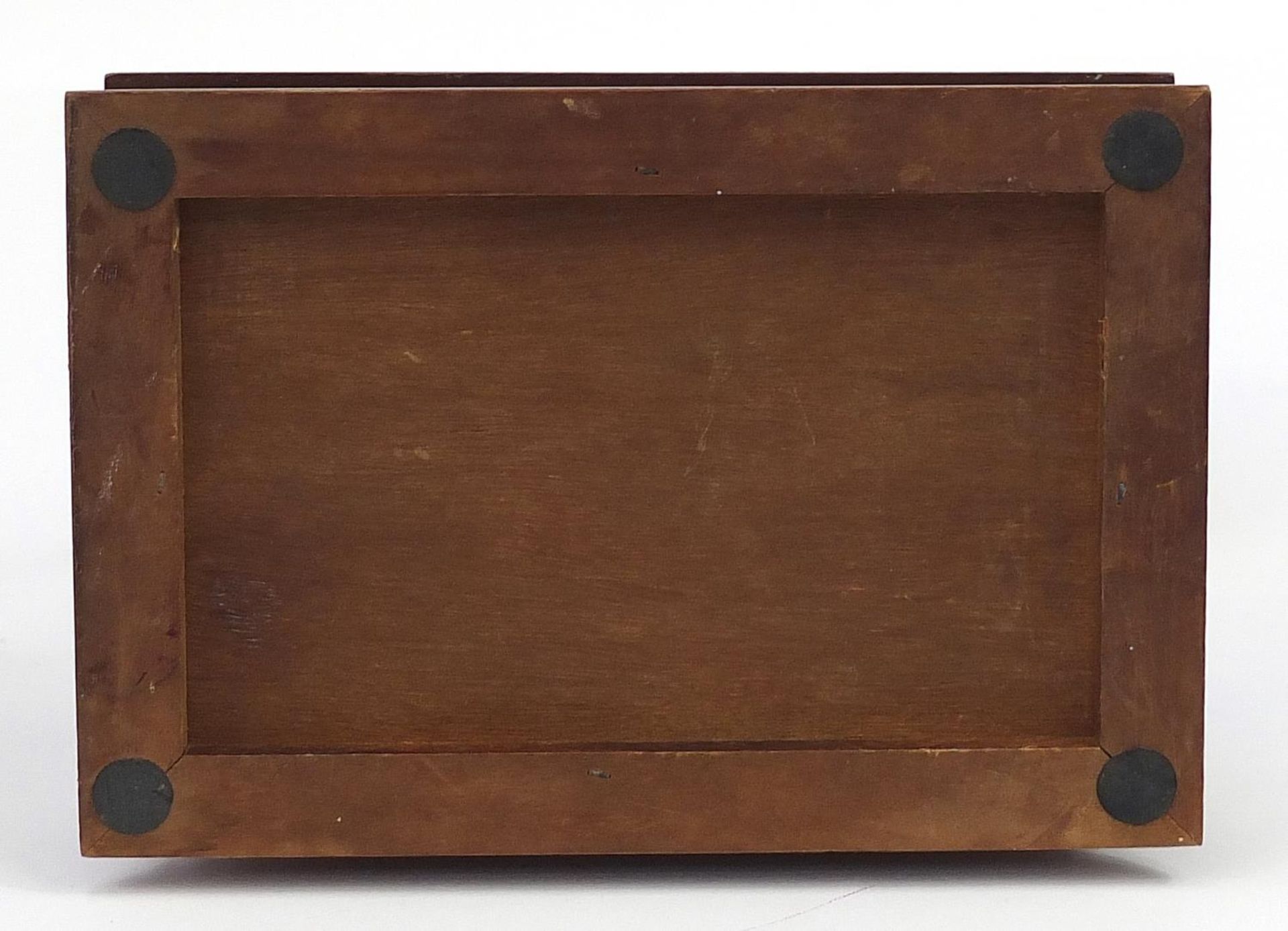 Mahogany and brass gramophone design music box, 28cm high - Image 3 of 3