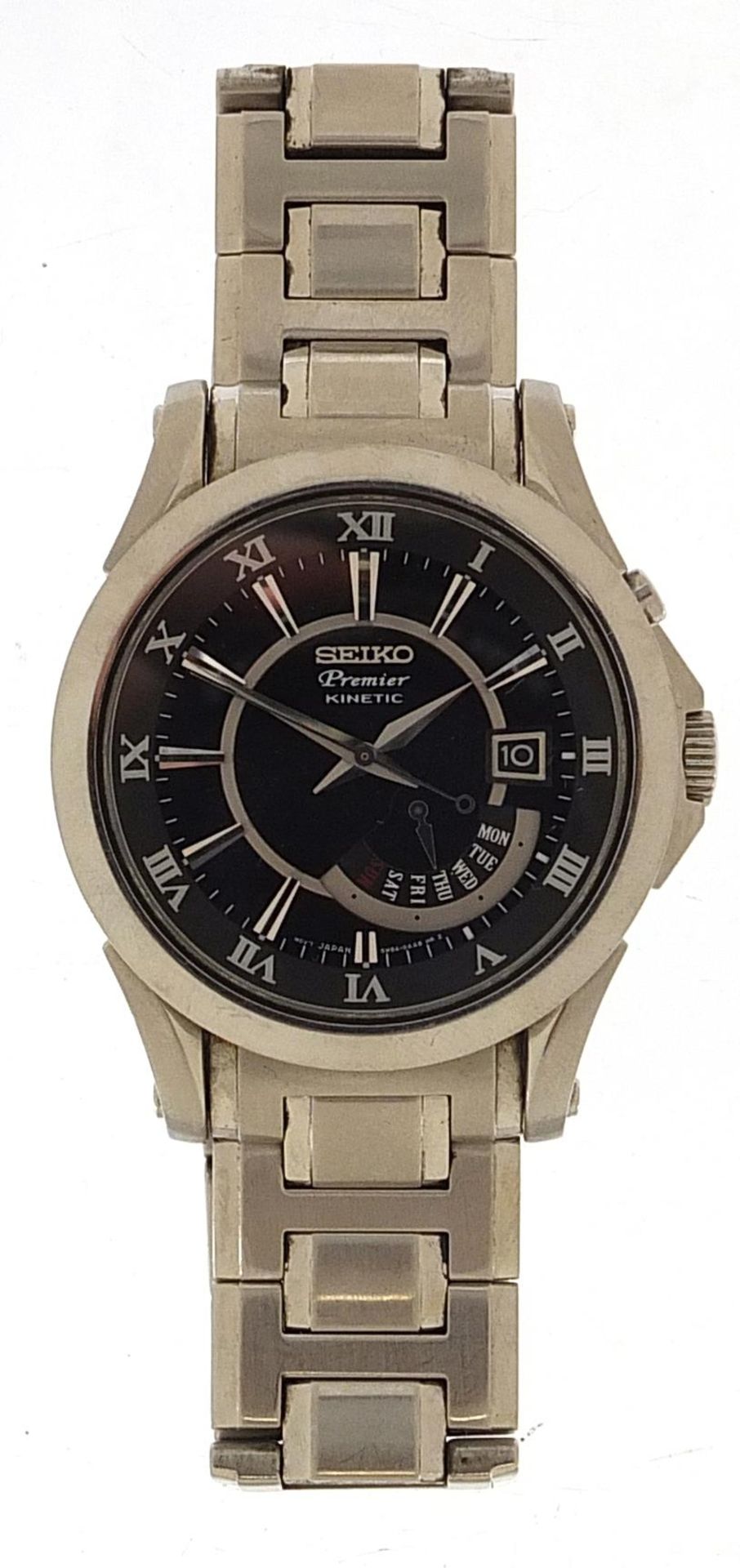 Seiko, gentlemen's Seiko Premier kinetic wristwatch with date aperture with box and original receipt - Image 2 of 6