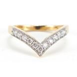 18ct gold diamond herringbone ring, size P/Q, 3.2g
