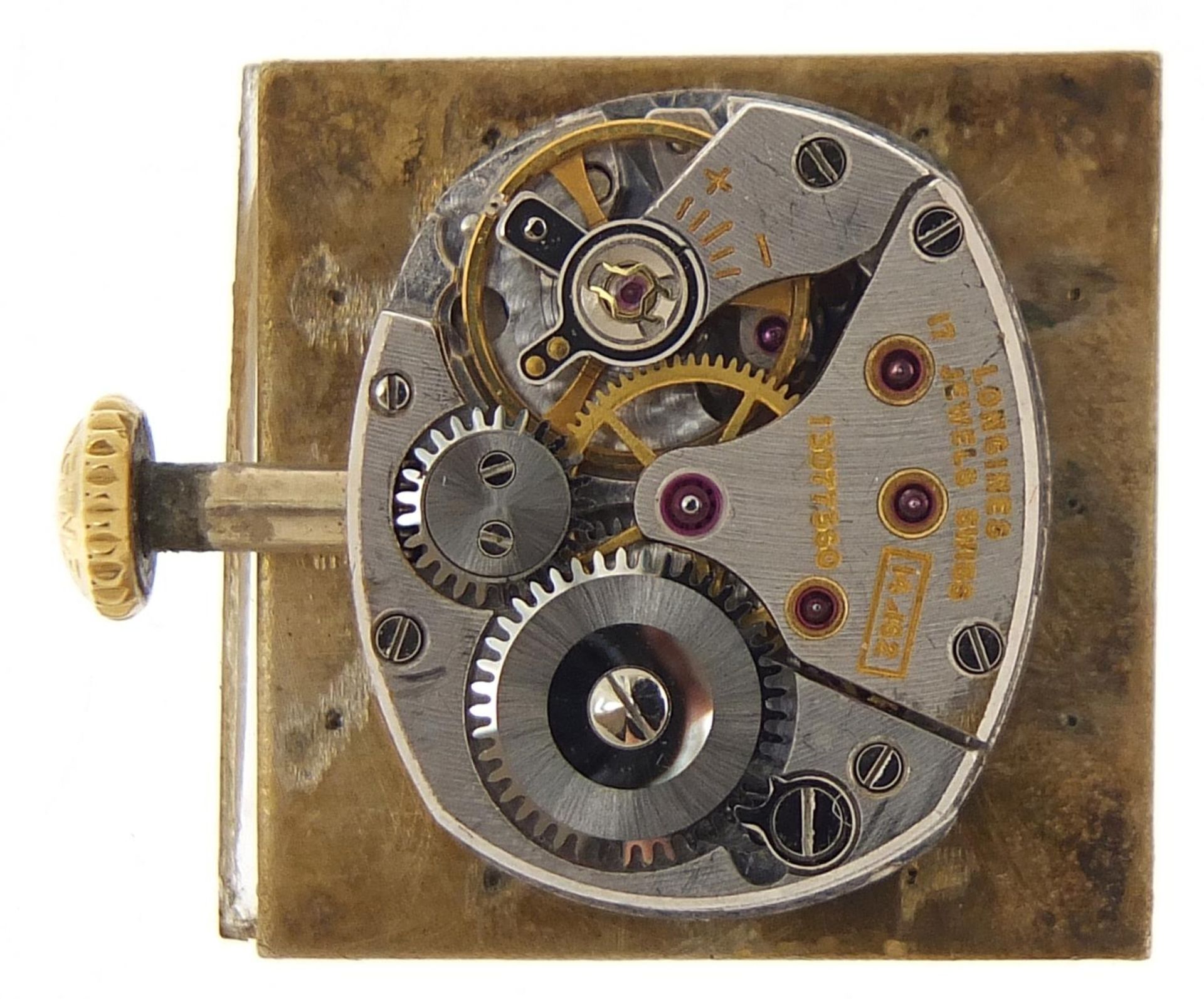 Vintage Longines wristwatch movement and crystal, numbered 13077360, 19mm wide - Image 3 of 4