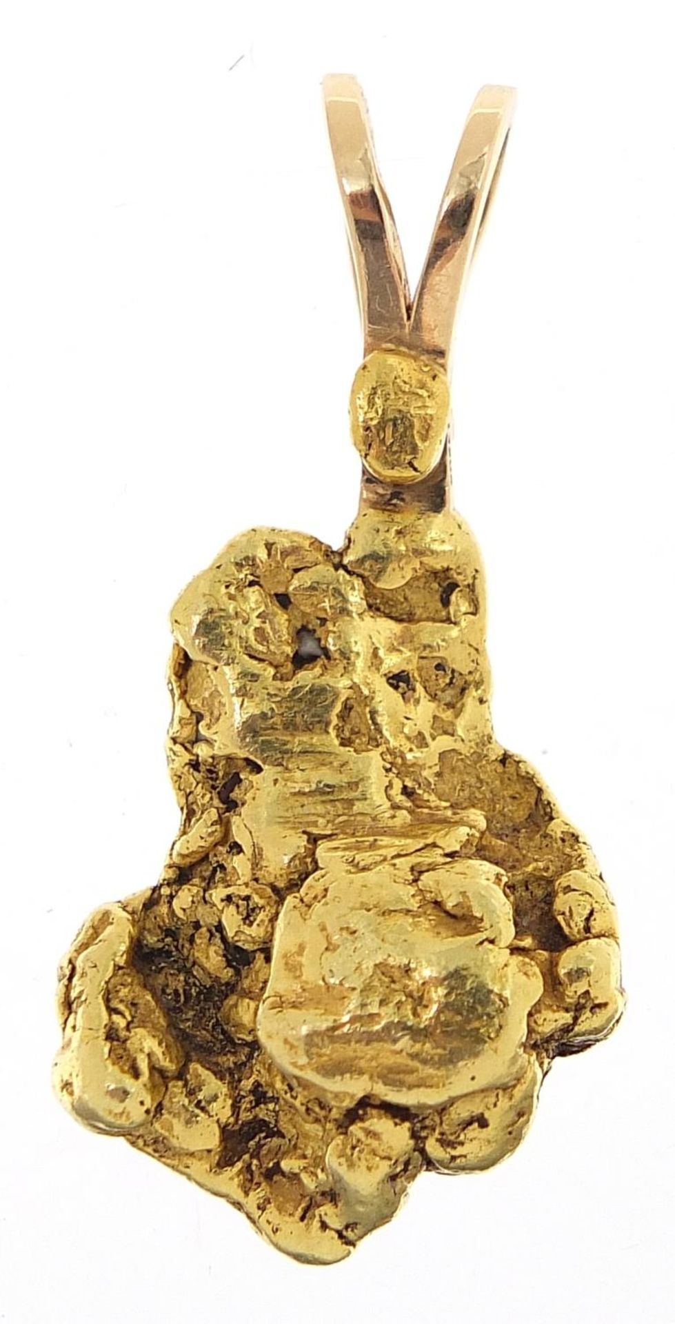 Heavy gold nugget pendant, the suspension loop marked 14k CASEY, 4cm high, 22.7g - Bild 2 aus 4