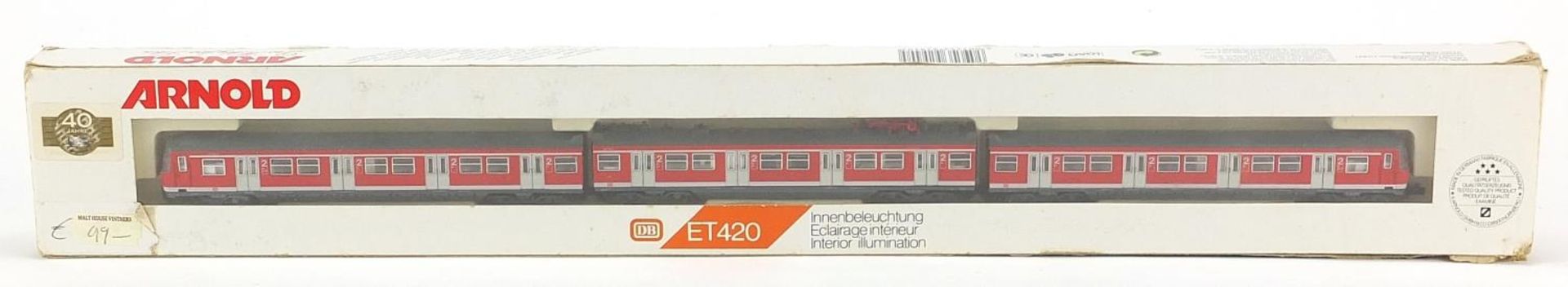 Arnold ET420 N gauge model railway three car set with box, number 2944